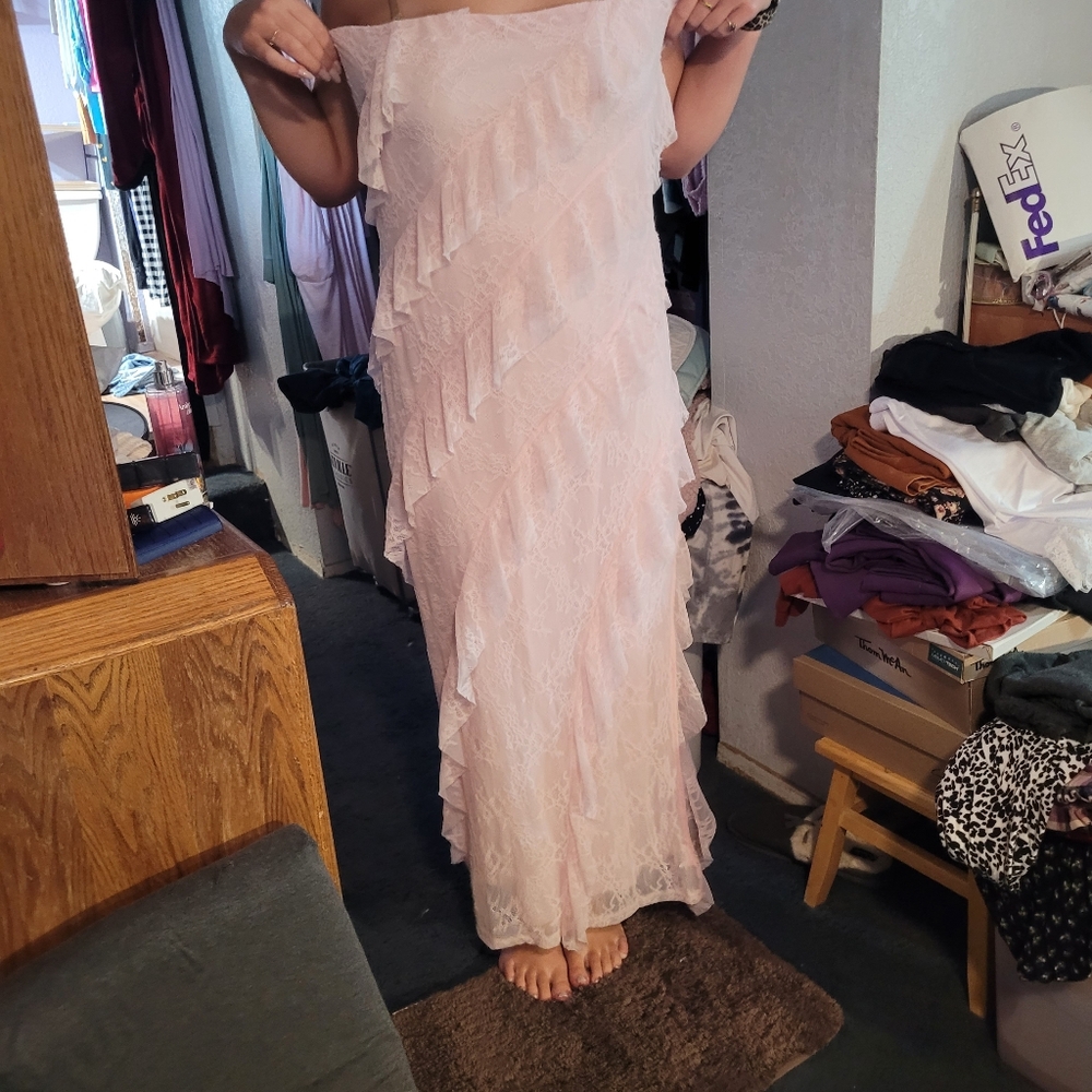 Wild Fable Strapless Lace Ruffle Dress - Picture 2 of 10